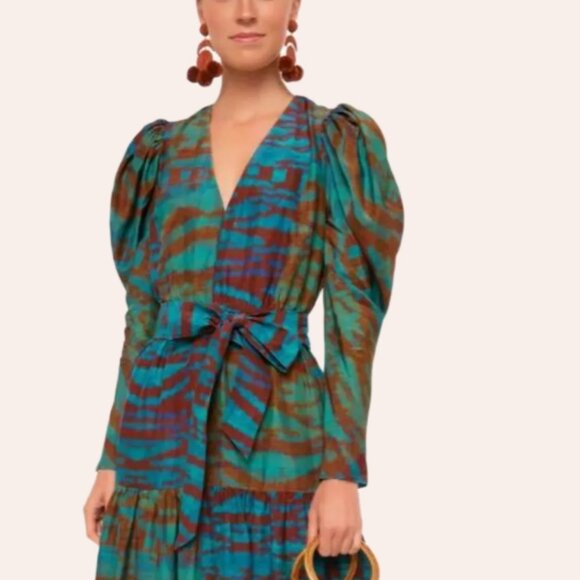 RARE Ulla Johnson Leyla Silk Midi Dress in Emerald S $895
